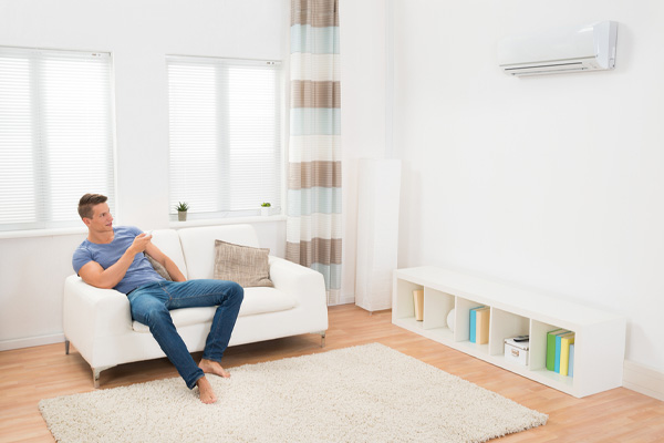 image of a homeowner using a ductless air conditioning system