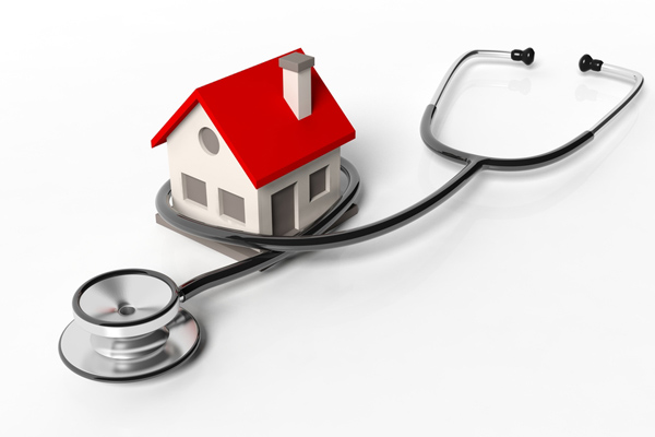 image of a house with a stethoscope depicting mold and indoor air quality
