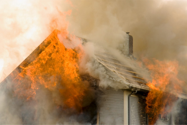 image of a housefire started by heating equipment