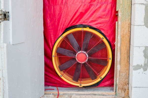 image of blower door test to test home efficiency