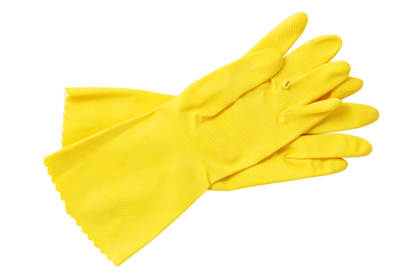image of rubber gloves used to remove dead animal from hvac system