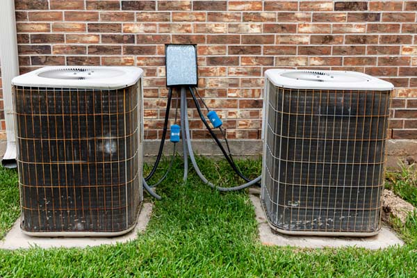 rusty old air conditioner condensers